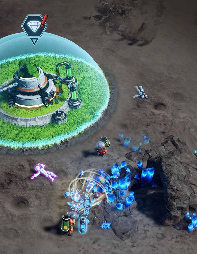 エイリアンの惑星の宇宙飛行士の採掘資源のグループ