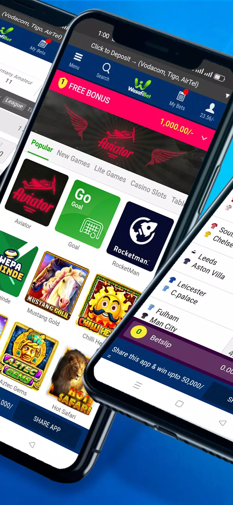 Wasafibet - Sportsbook, Casino Schermafbeelding 2