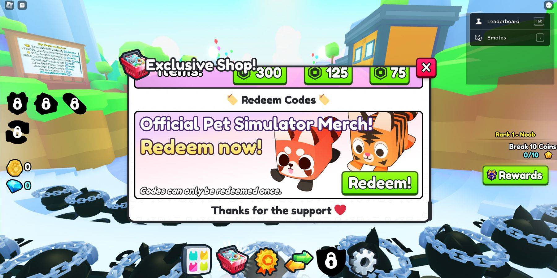 Image: PS99 Code Redemption Screen