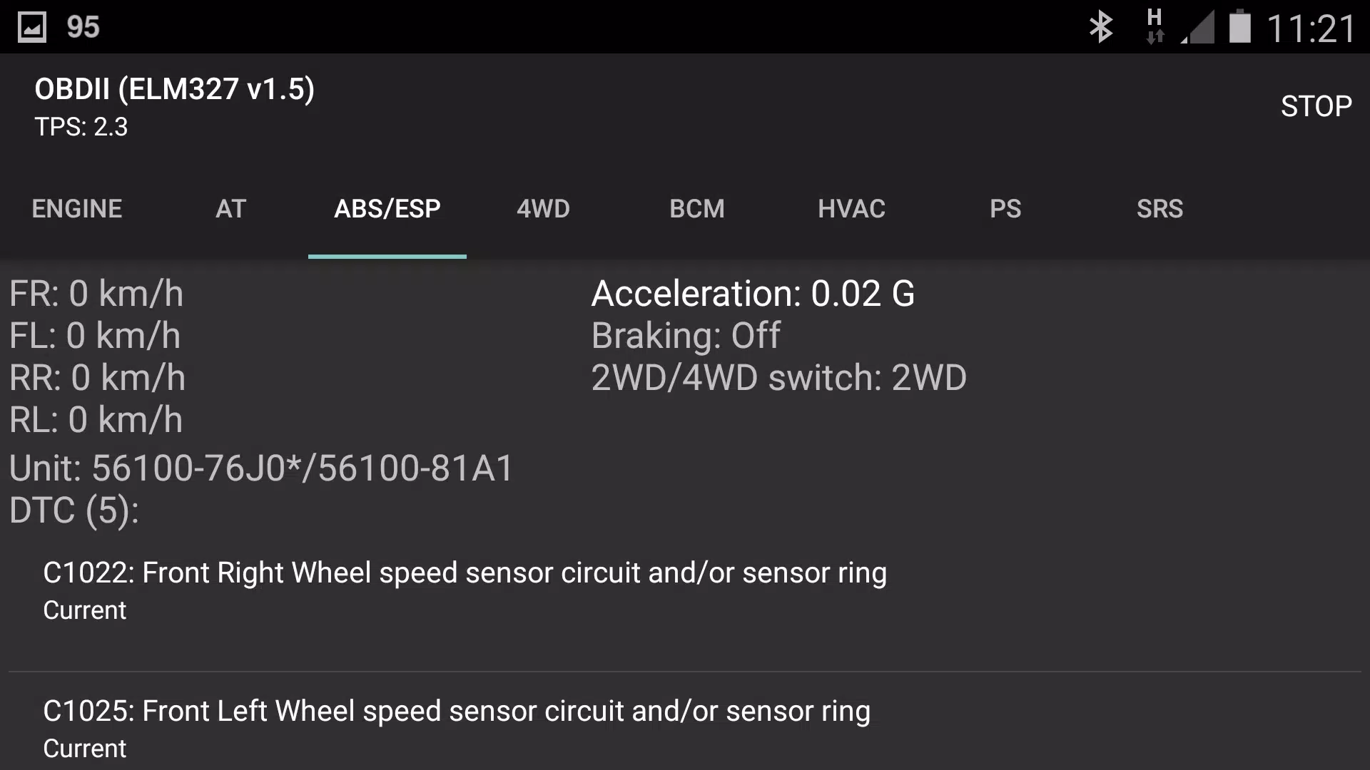 Schermata SZ Viewer: read DTC for Suzuki 2