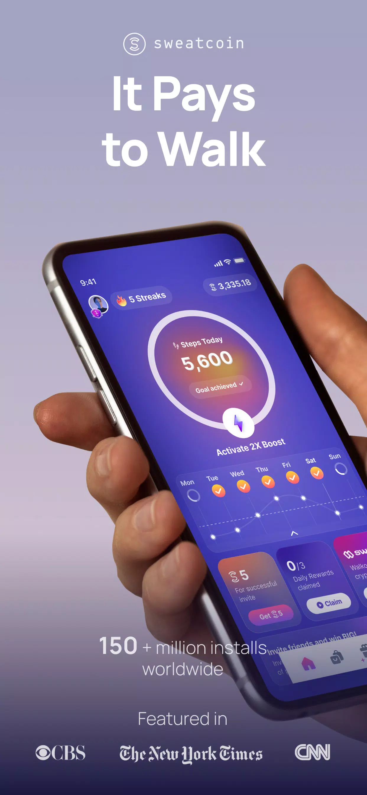 Sweatcoin 歩数トラッカー スクリーンショット 0