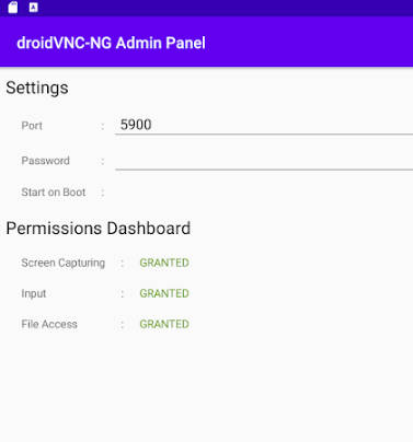 droidVNC-NG VNC Server ဖန်သားပြင်ဓာတ်ပုံ 1
