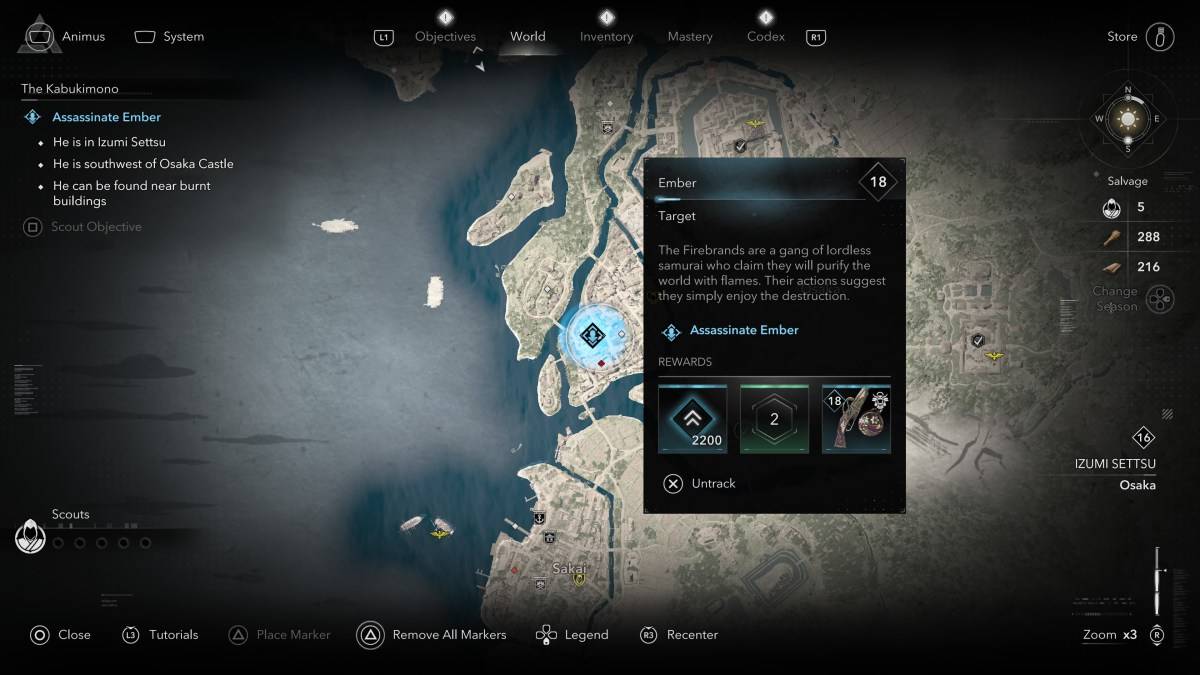 Comment et où trouver tous les membres de Kabukimono dans les ombres Creed Assassin Ember