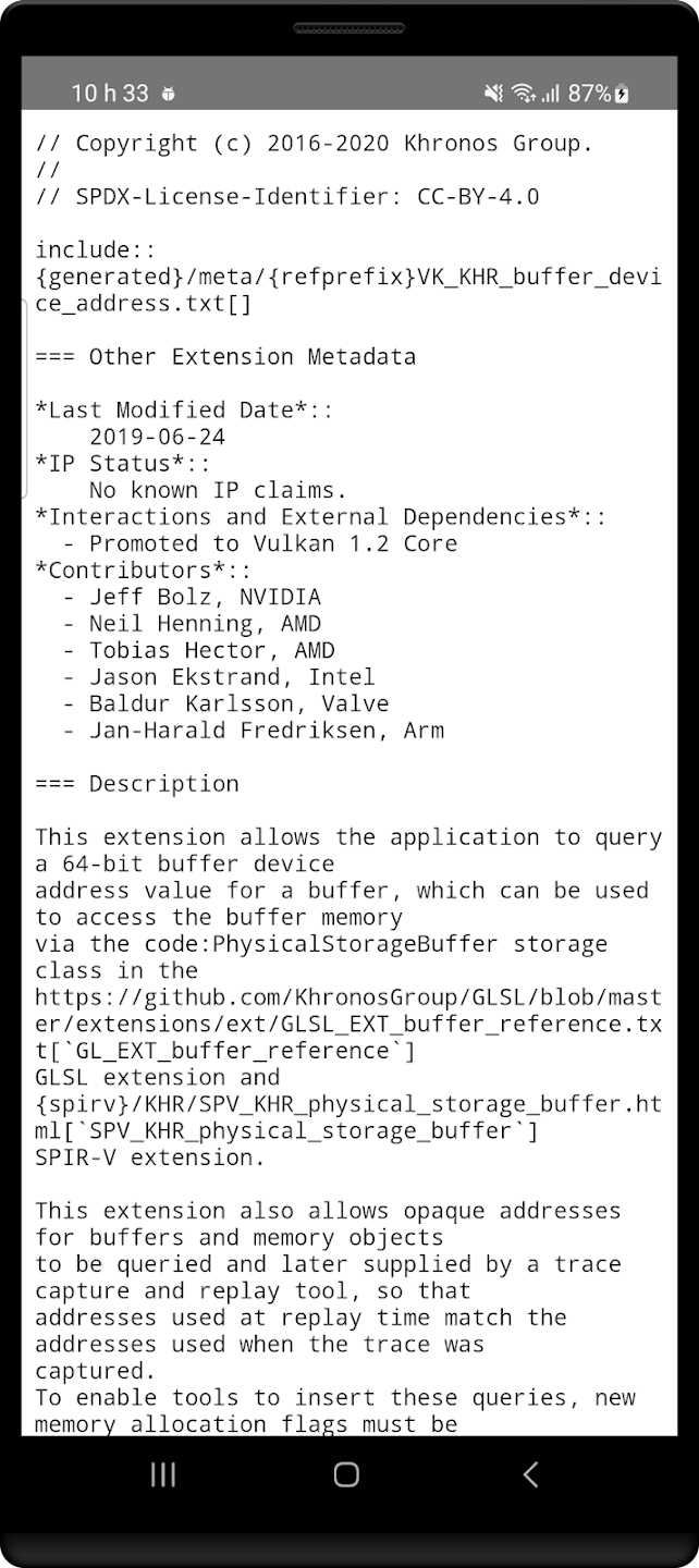 GLview Extensions Viewer Zrzut ekranu 2
