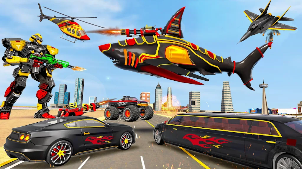 Schermata Shark Robot Transform Car Game 0