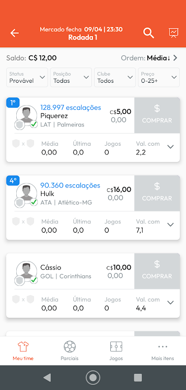 Parciais CFC Captura de tela 1