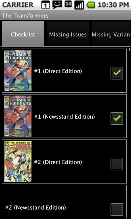 Comic Checklist Lite應用截圖第1張