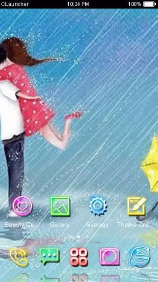 Cartoon Couple Sweet Theme HD Capture d'écran 1