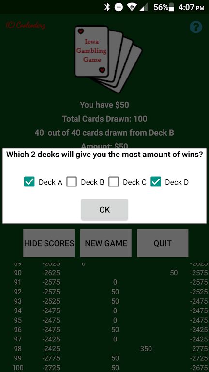 Iowa Gambling Game: Decision Making With Cards應用截圖第2張
