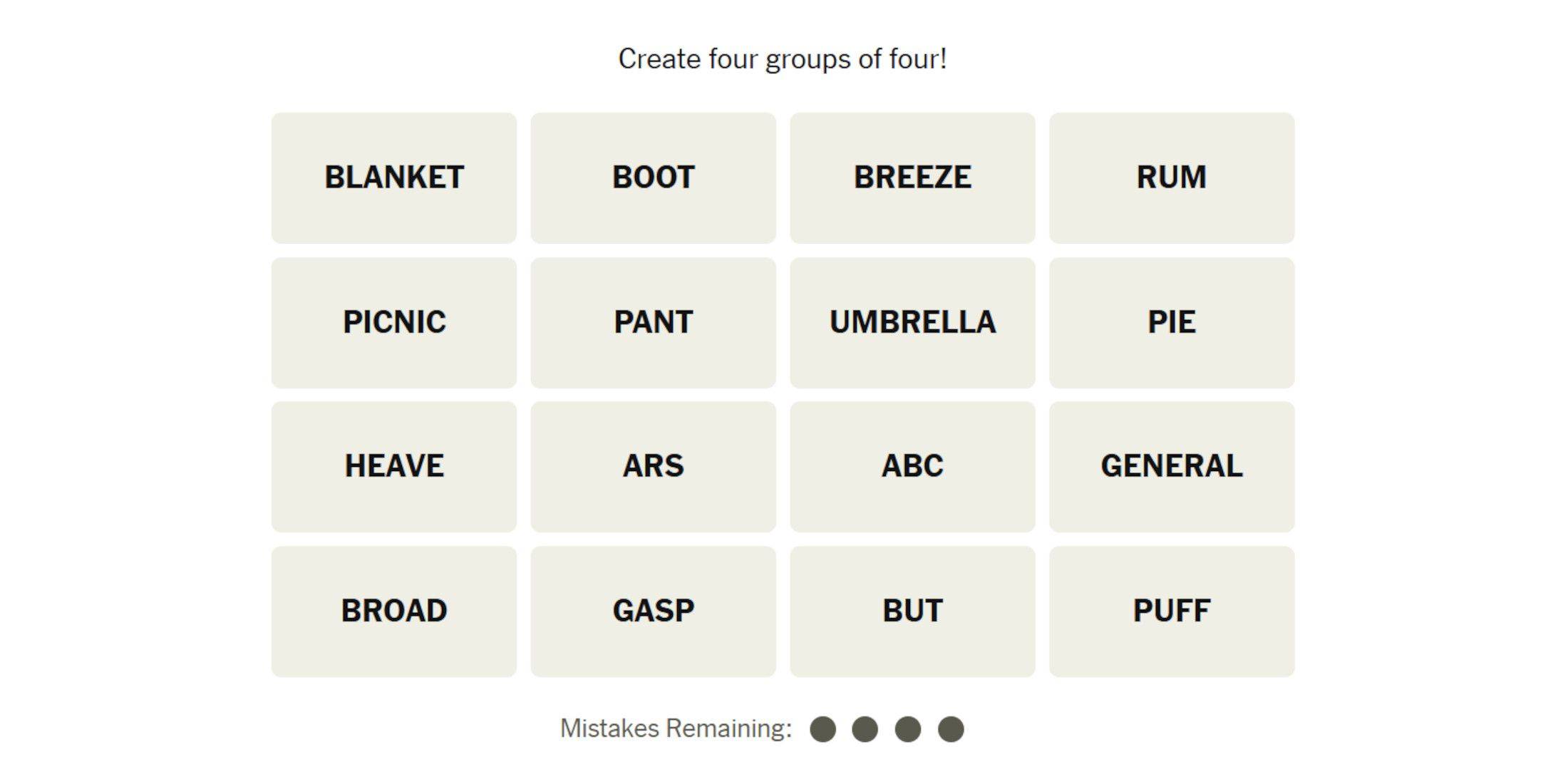 Puzzle Word List
