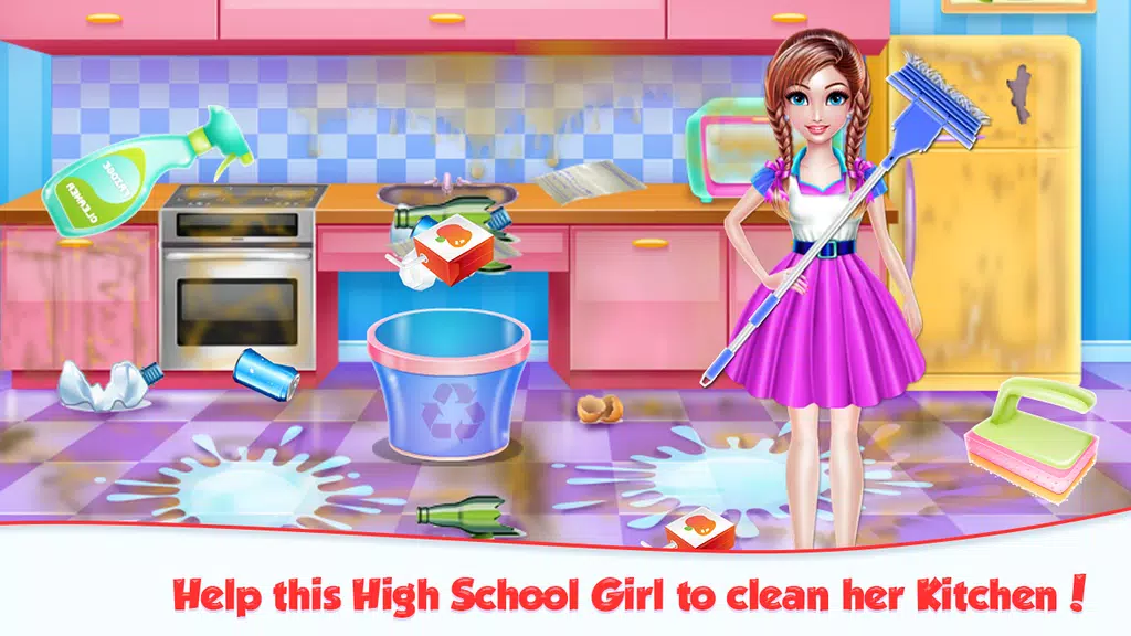 Highschool Girl House Cleaning Tangkapan skrin 0