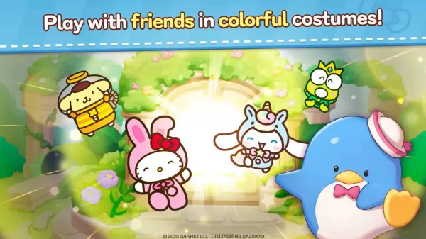Personagens de Sanrio sorrindo felizes juntos