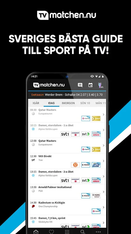 TVmatchen.nu - sport på TV Ảnh chụp màn hình 0