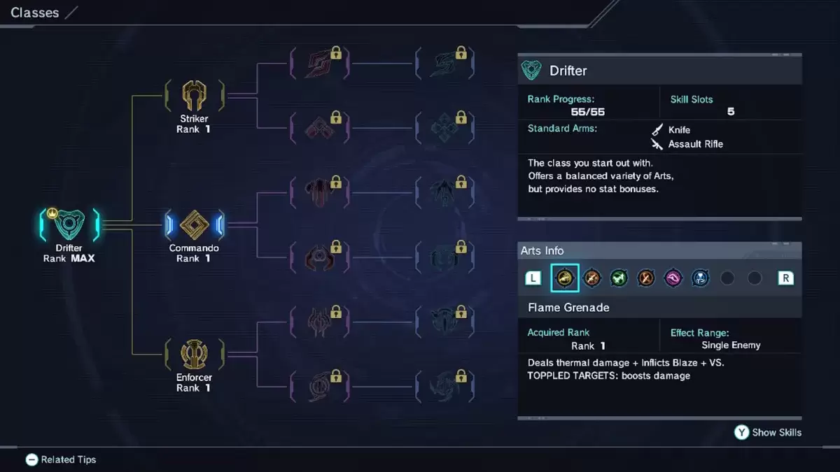 A opção de classe Drifter em Xenoblade Chronicles X