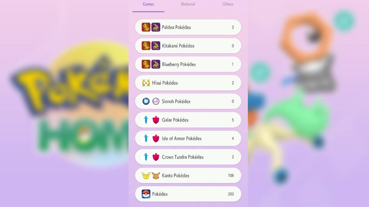 Pokémon 홈 게임 플레이 Pokedex에서 반짝이는 Keldeo와 Shiny Meltan을 보여줍니다.