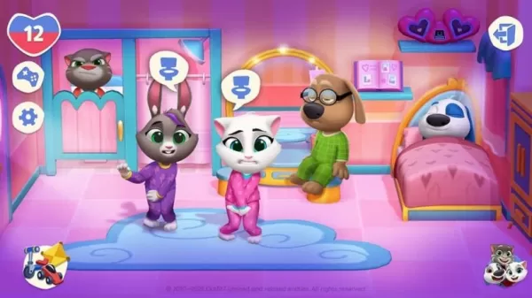 Character lineup from My Talking Tom Friends 2 showcasing the mature designs