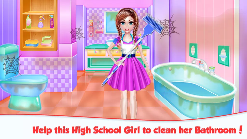 Highschool Girl House Cleaning Tangkapan skrin 1