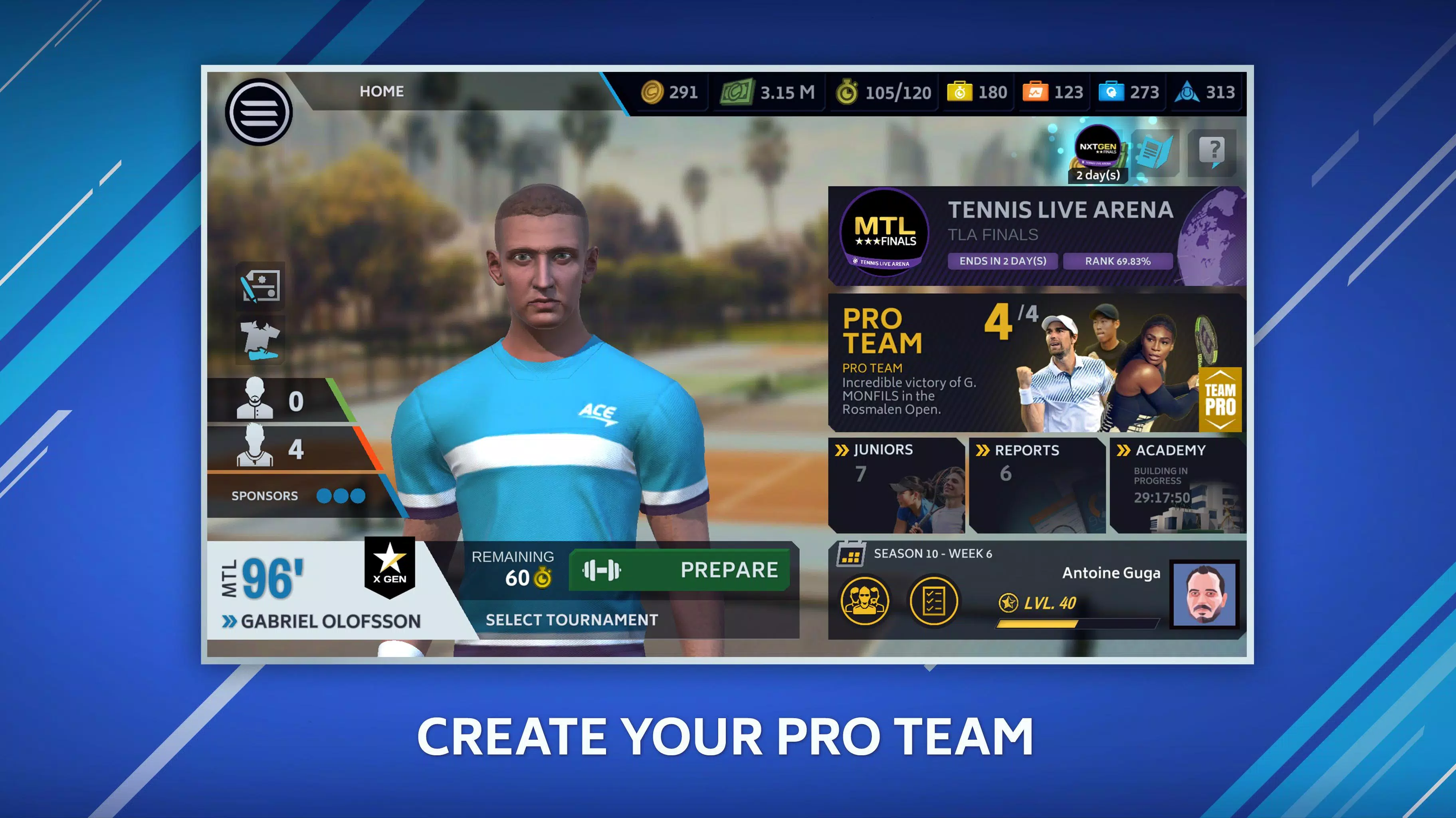 Tennis Manager Mobile स्क्रीनशॉट 1