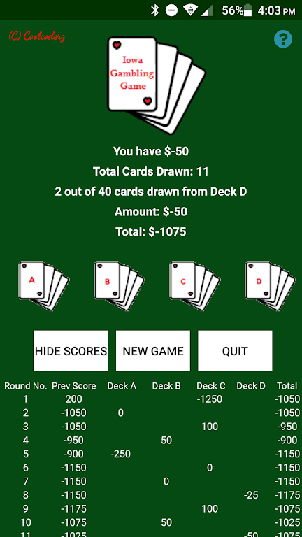 Iowa Gambling Game: Decision Making With Cards應用截圖第0張