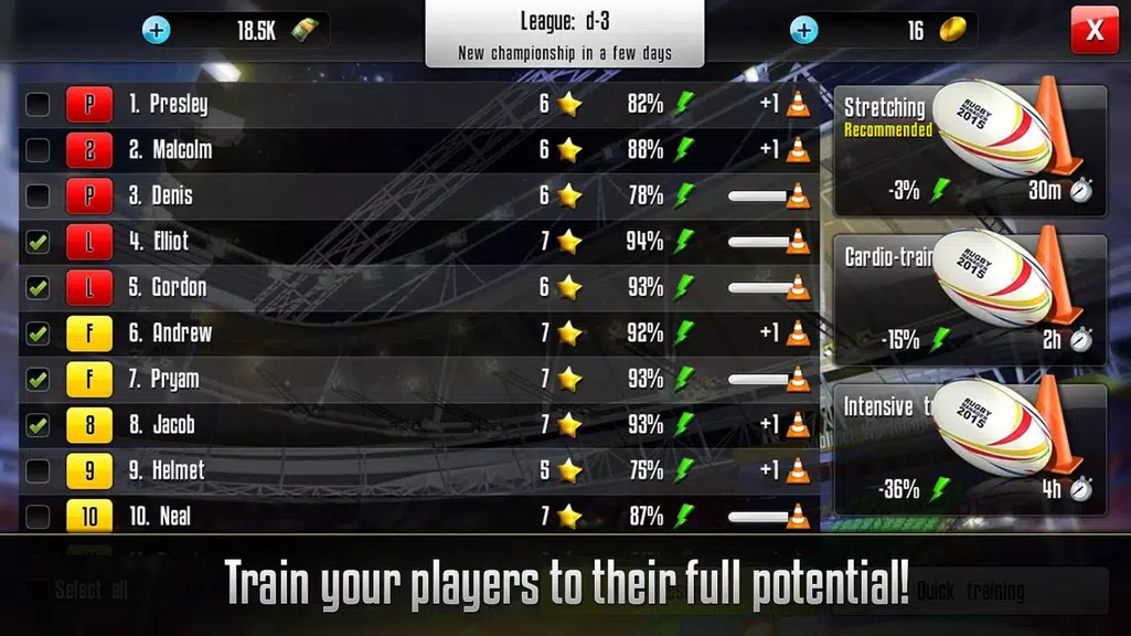 Schermata Rugby Manager 3