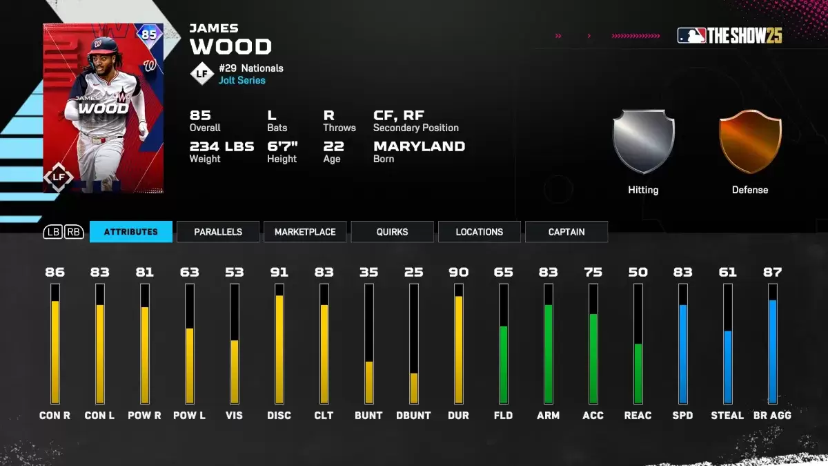 James Wood Diamond Dynasty Card em MLB The Show 25.