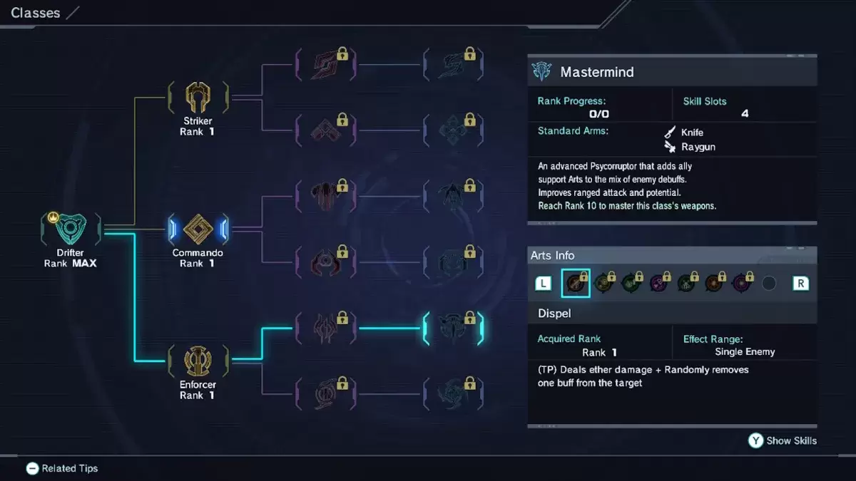 A opção de classe de mentalidade em Xenoblade Chronicles X